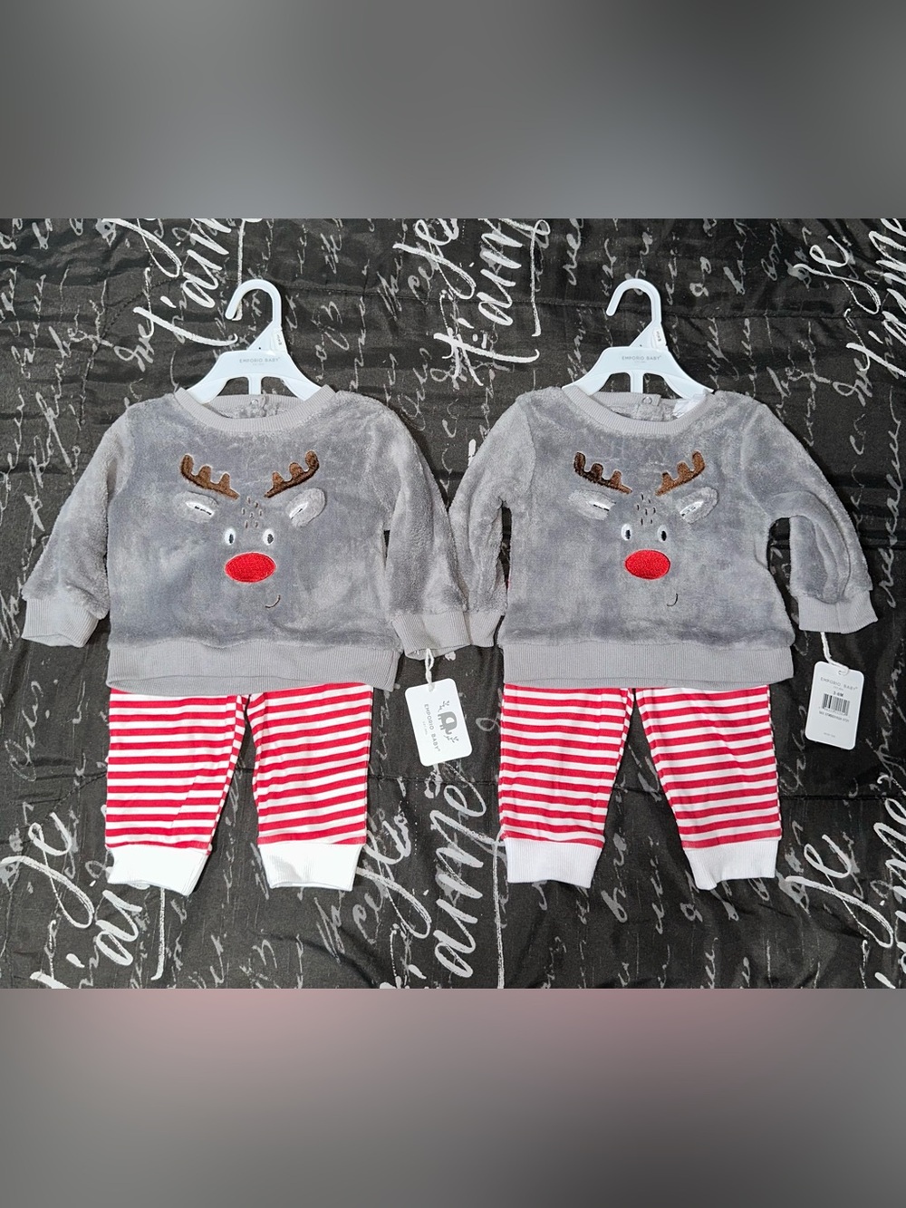 NEW Adorable Christmas Baby Reindeer Plush Outfit Matching Set 3-6M Emporio Baby